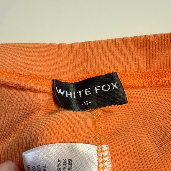 White Fox Boutique 'Project 5' Orange Ribbed High Waisted Bike Shorts Size Small - Picture 3 of 8